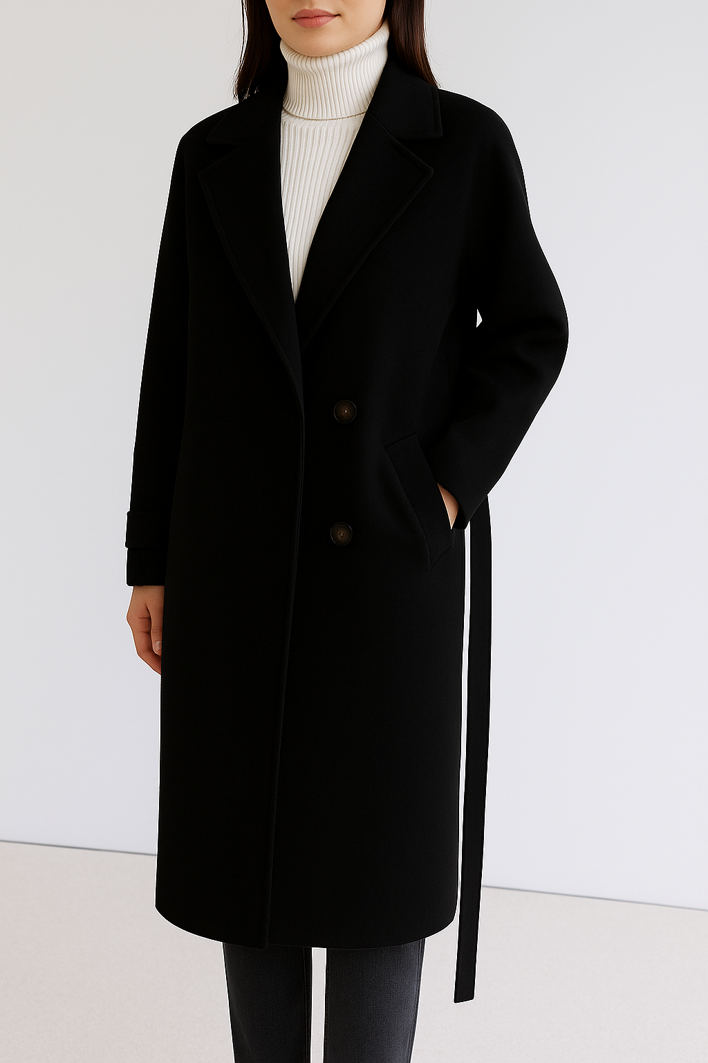 Długi Wełniany Płaszcz